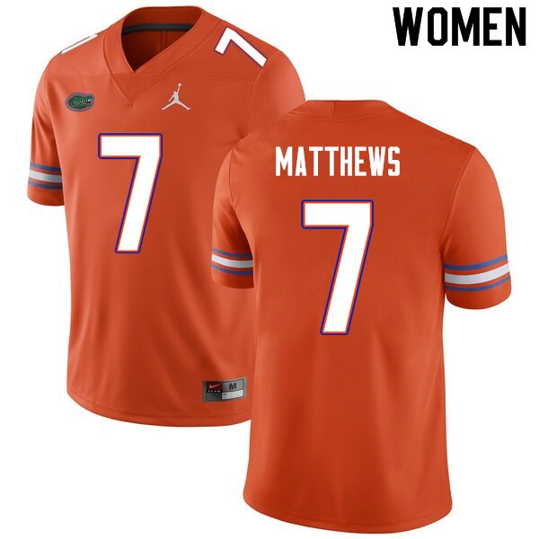 Women #7 Luke Matthews Florida Gators College Football Jerseys Orange